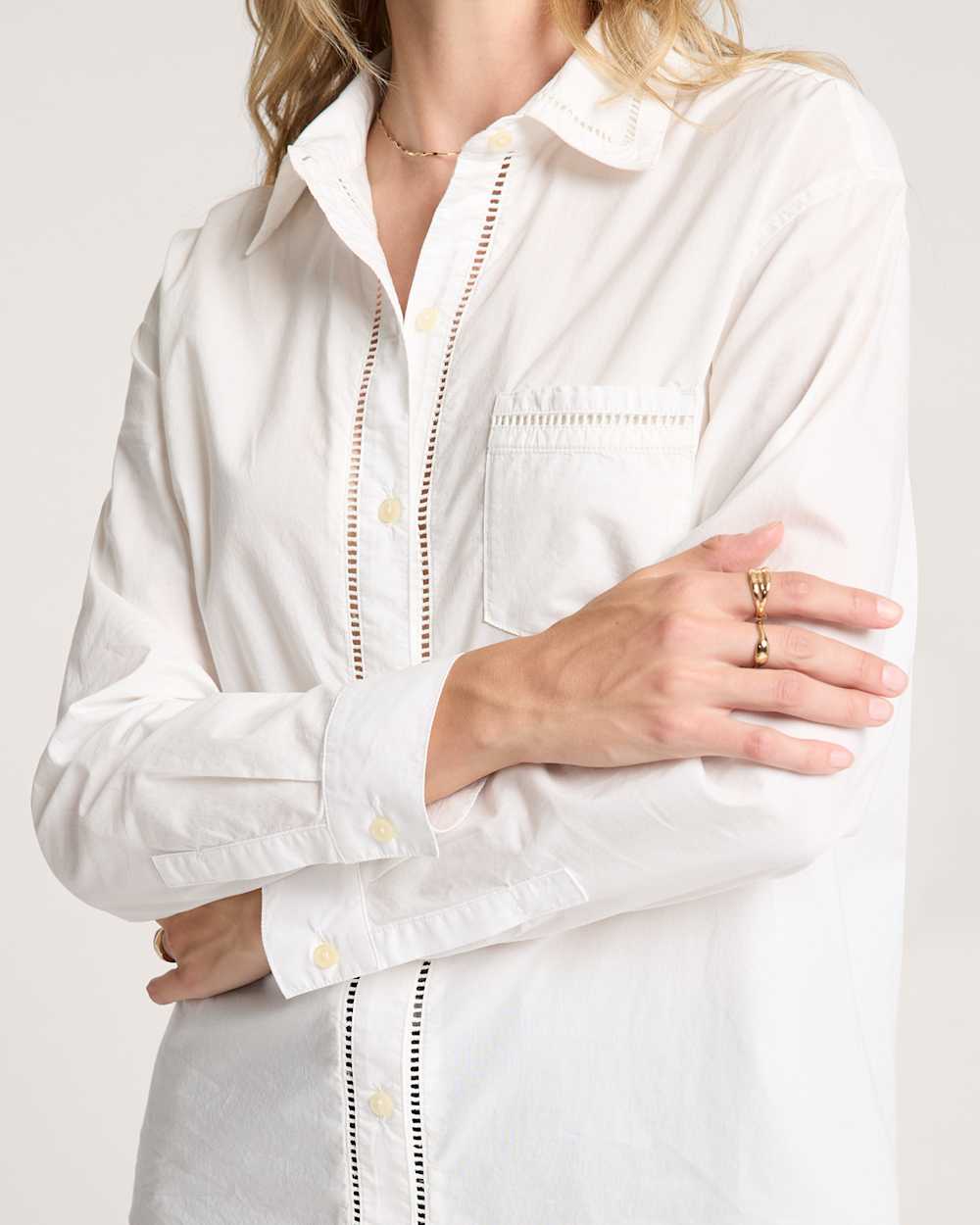 ALTERNATE VIEW OF WOMEN'S EVERLY POPLIN SHIRT IN WHITE image number 5