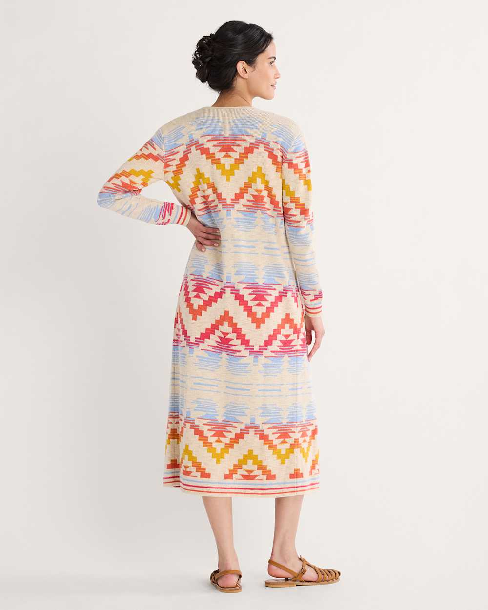 ALTERNATE VIEW OF WOMEN'S COTTON DUSTER CARDIGAN IN IVORY MULTI image number 2