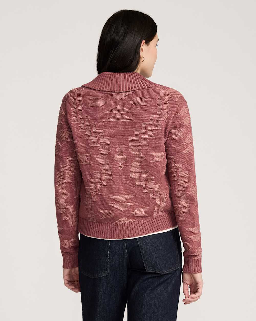 ALTERNATE VIEW OF WOMEN'S TEXTURED COTTON CARDIGAN IN ASH ROSE image number 2