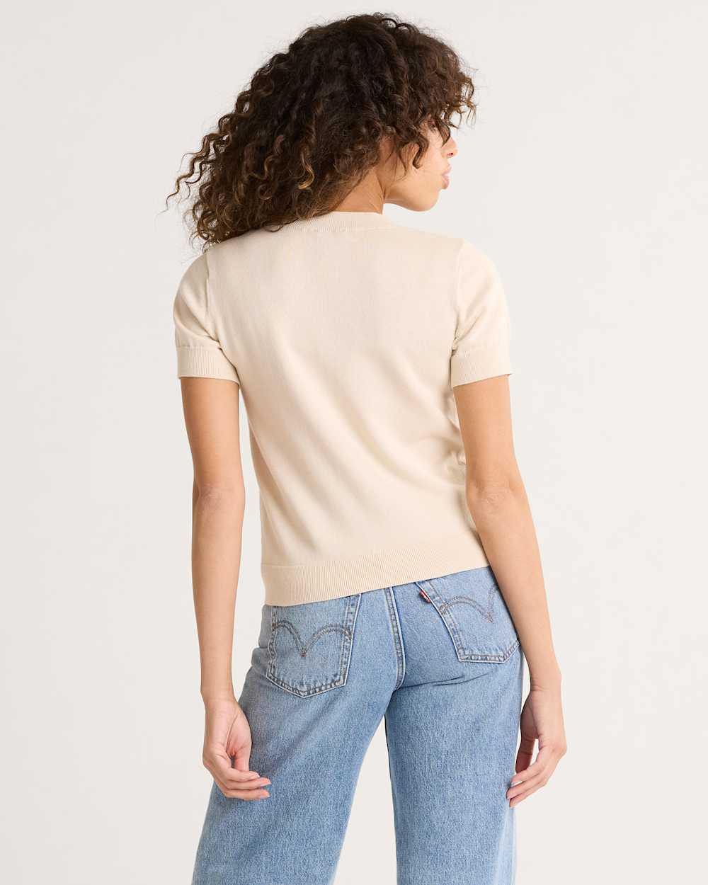 ALTERNATE VIEW OF WOMEN'S COASTAL COTTON SWEATER IN TAN MULTI image number 2