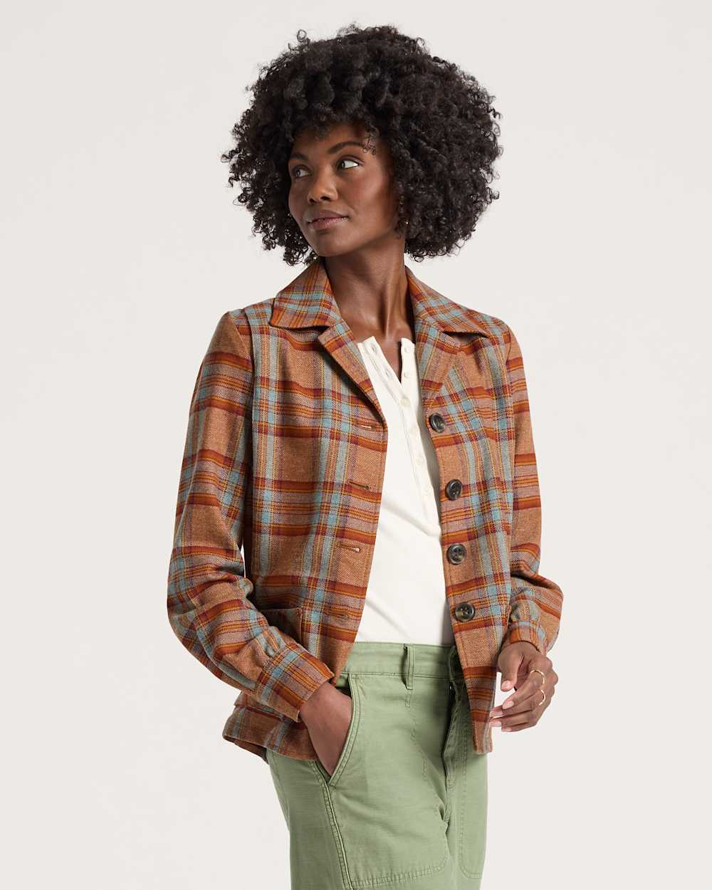 ALTERNATE VIEW OF WOMEN'S 49ER JACKET IN BRICK MULTI PLAID image number 3