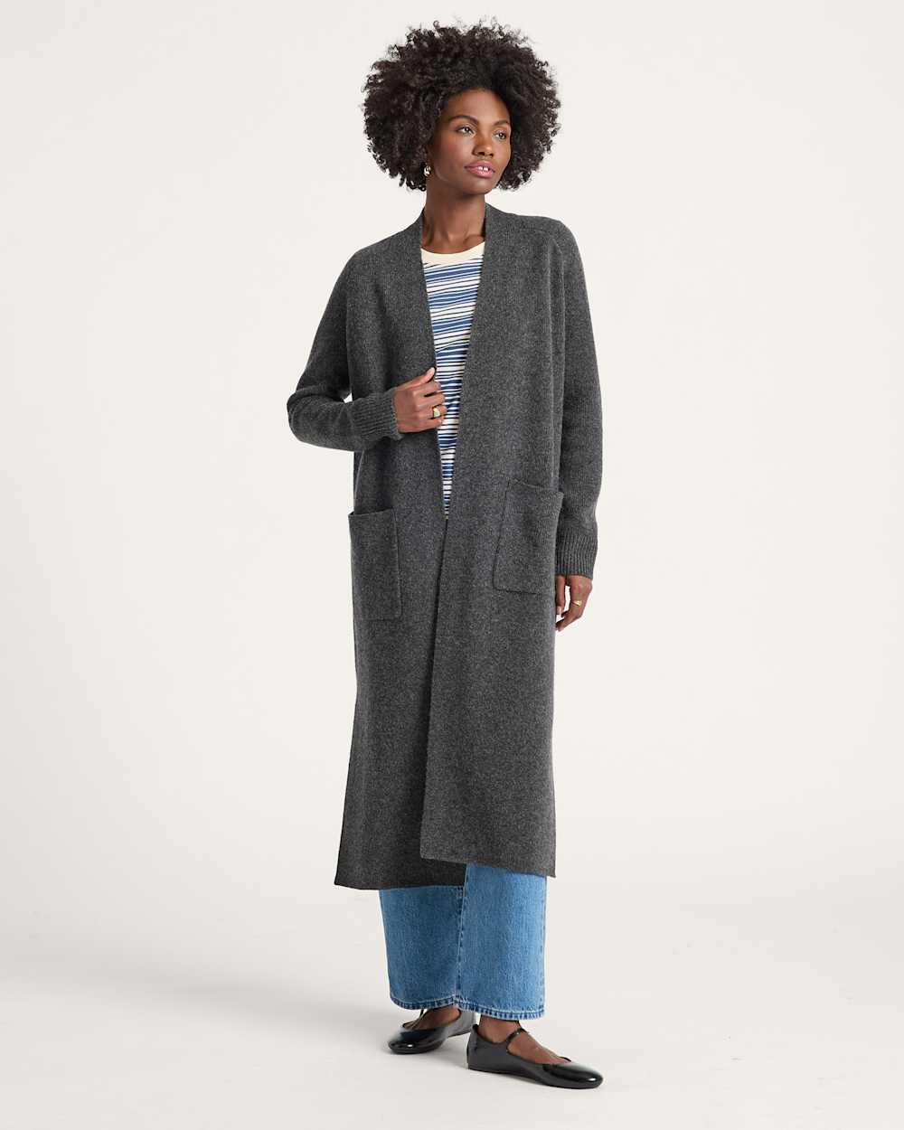 ALTERNATE VIEW OF WOMEN'S LAMBSWOOL DUSTER CARDIGAN IN CHARCOAL image number 5