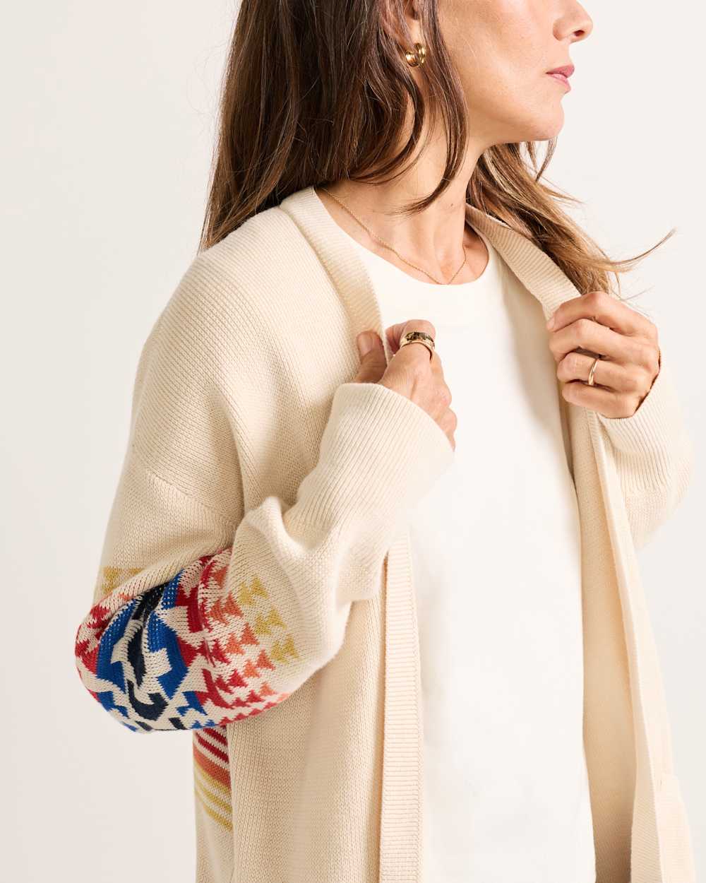 ALTERNATE VIEW OF WOMEN'S SIERRA SPRINGS COTTON CARDIGAN IN NATURAL CHIEF JOSPEH image number 4