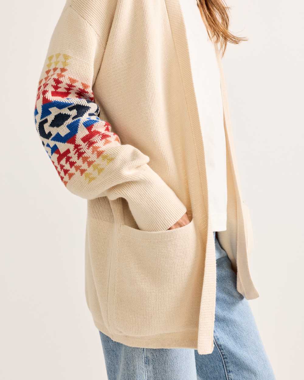 ALTERNATE VIEW OF WOMEN'S SIERRA SPRINGS COTTON CARDIGAN IN NATURAL CHIEF JOSPEH image number 5