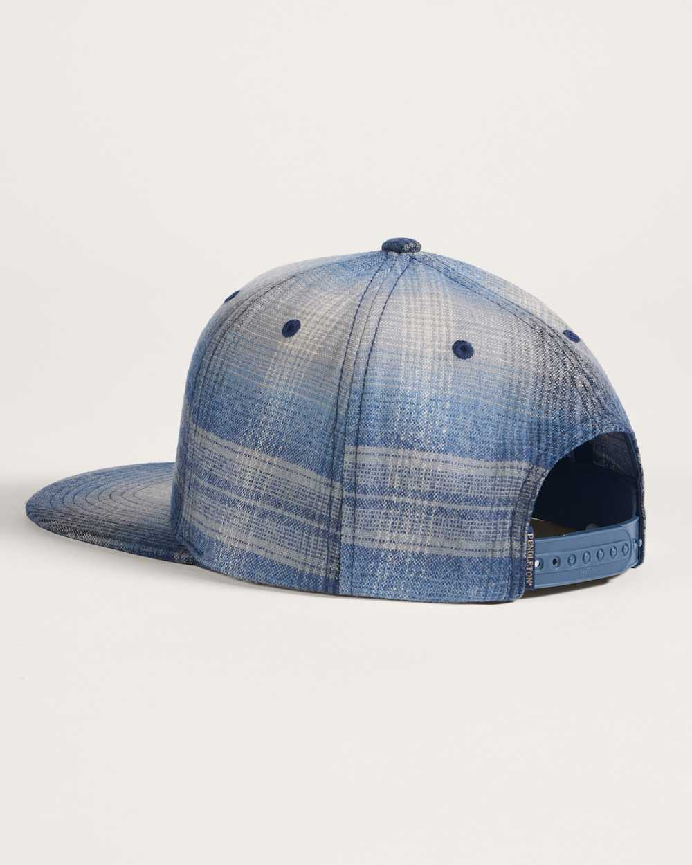 ALTERNATE VIEW OF PLAID FLAT BRIM HAT IN GREY/NAVY OMBRE image number 2