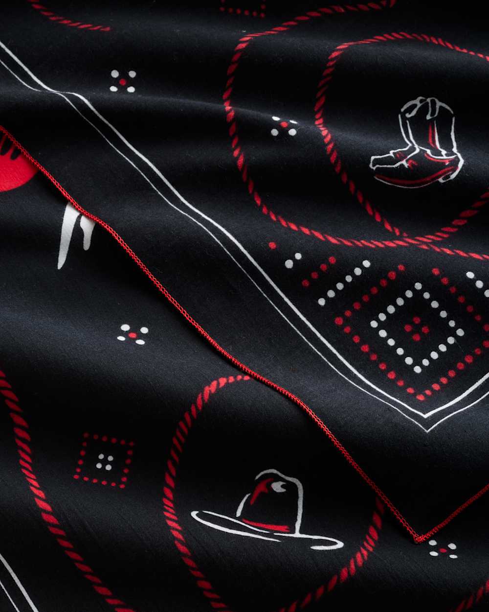ALTERNATE VIEW OF COWBOY SCENE BANDANA IN BLACK image number 3