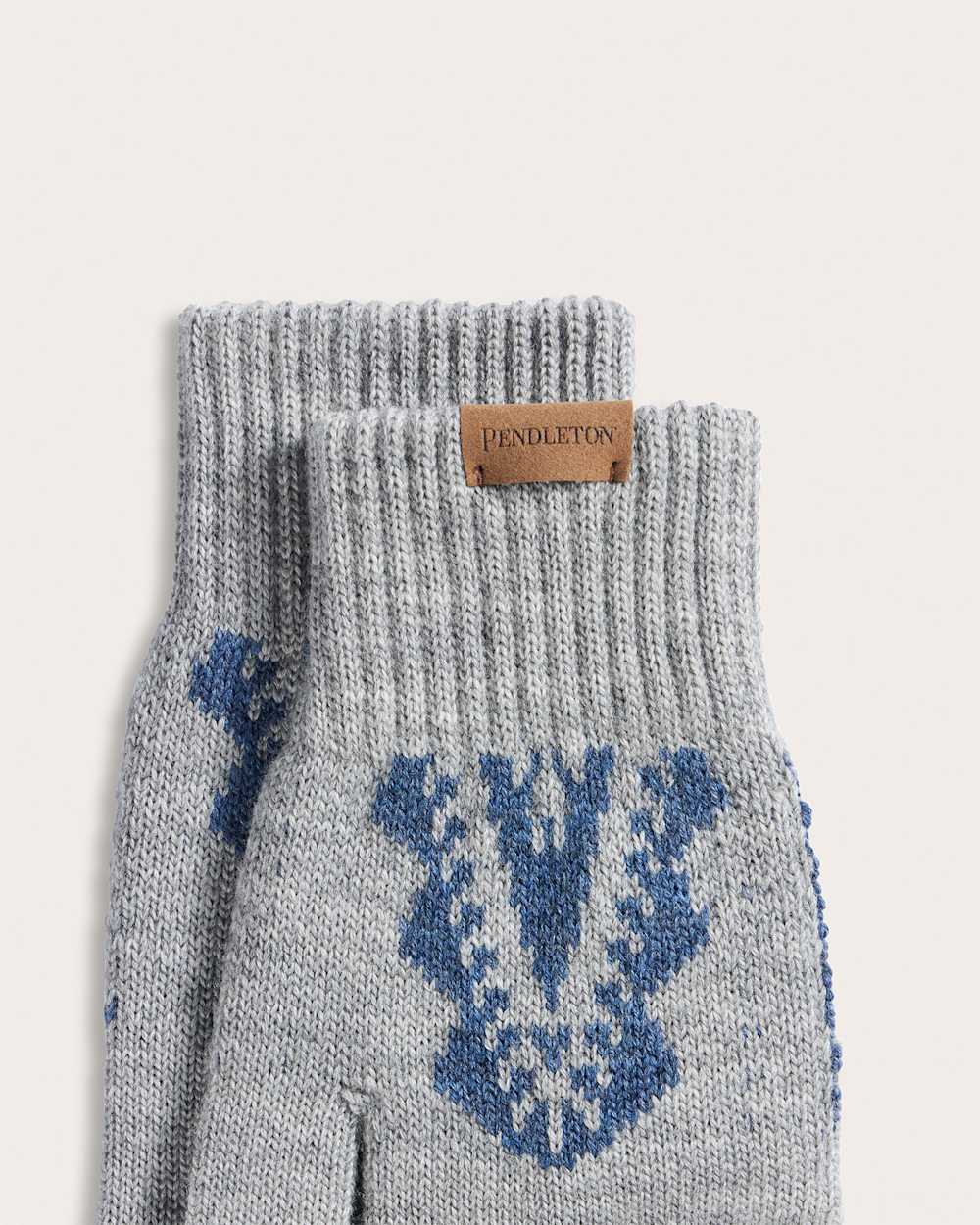 ALTERNATE VIEW OF AUTUMN BIRCH MERINO KNIT TEXTING GLOVES IN GREY image number 2