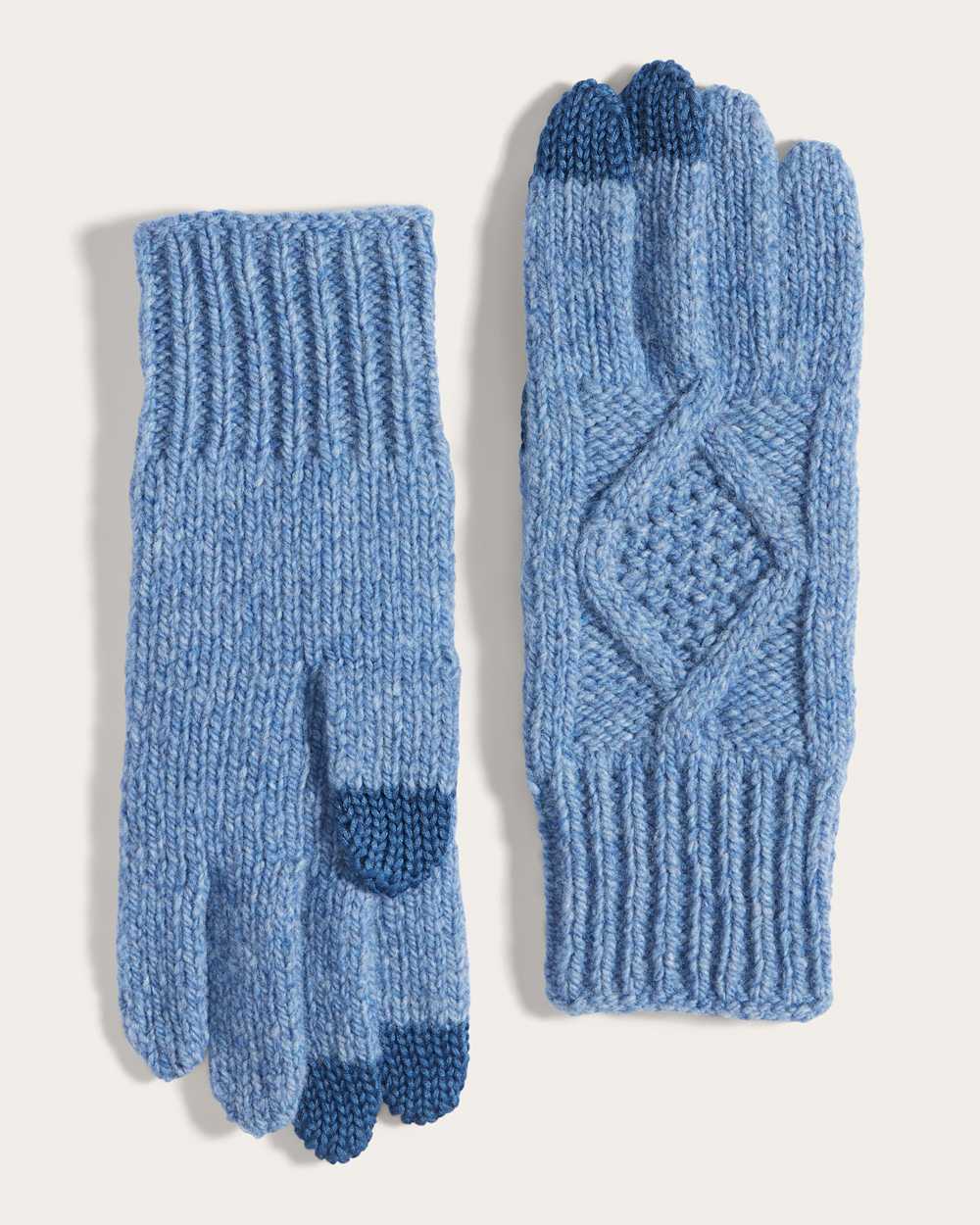 CABLE KNIT TEXTING GLOVES IN DENIM image number 1