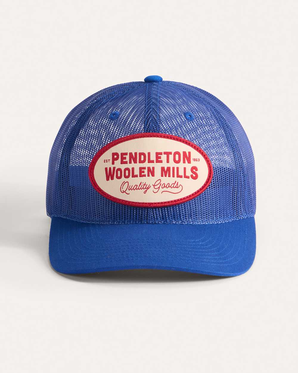 ALTERNATE VIEW OF MESH FIVE PANEL TRUCKER HAT IN ROYAL BLUE image number 3
