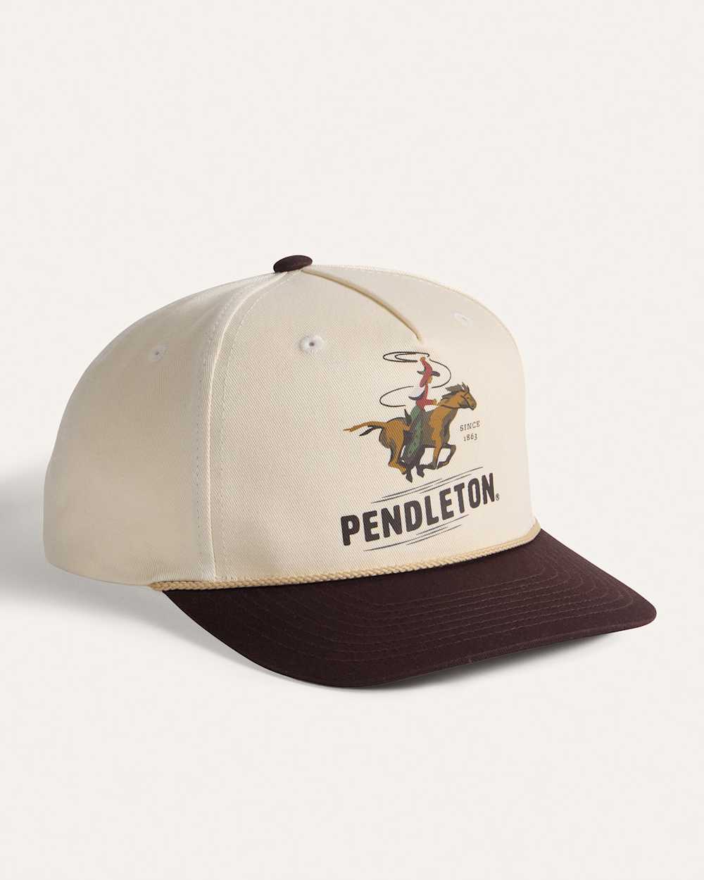 COWBOY FIVE PANEL SNAPBACK HAT IN IVORY image number 1