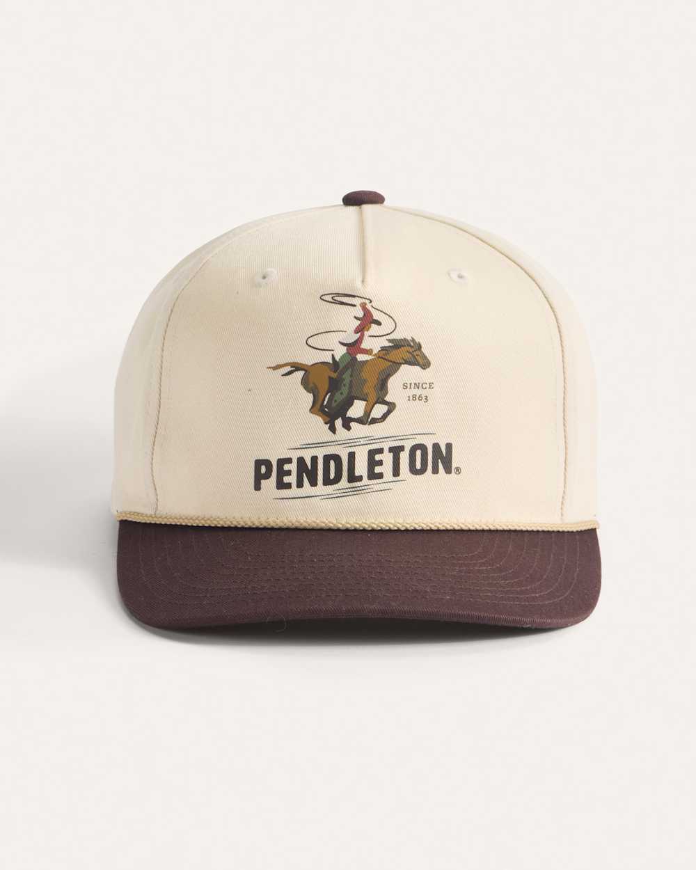 ALTERNATE VIEW OF COWBOY FIVE PANEL SNAPBACK HAT IN IVORY image number 3