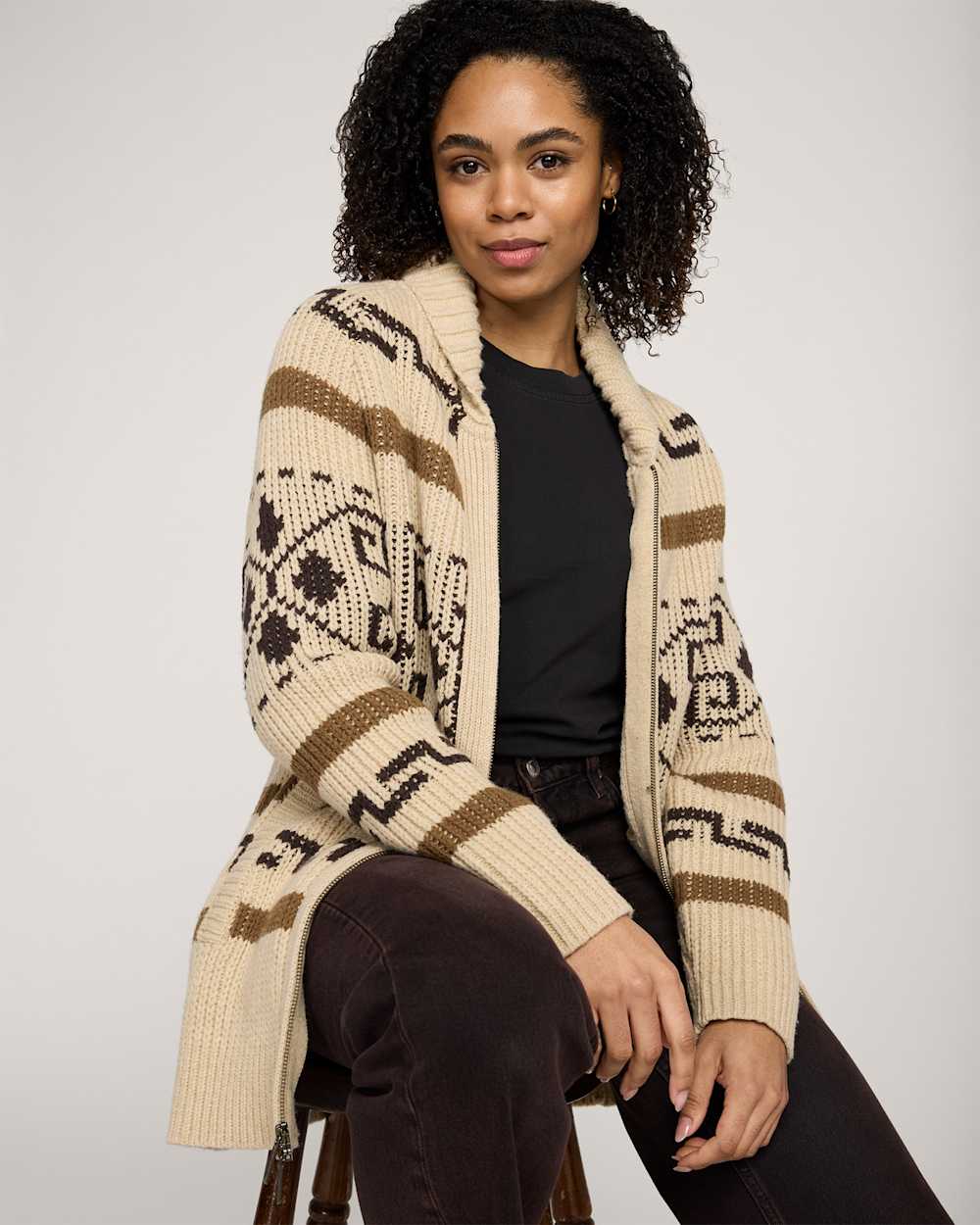 WOMEN'S WESTERLEY CARDIGAN IN TAN/BROWN image number 1