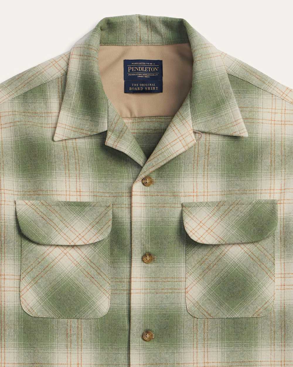 ALTERNATE VIEW OF MEN'S PLAID BOARD SHIRT IN MOSS MIX OMBRE image number 2