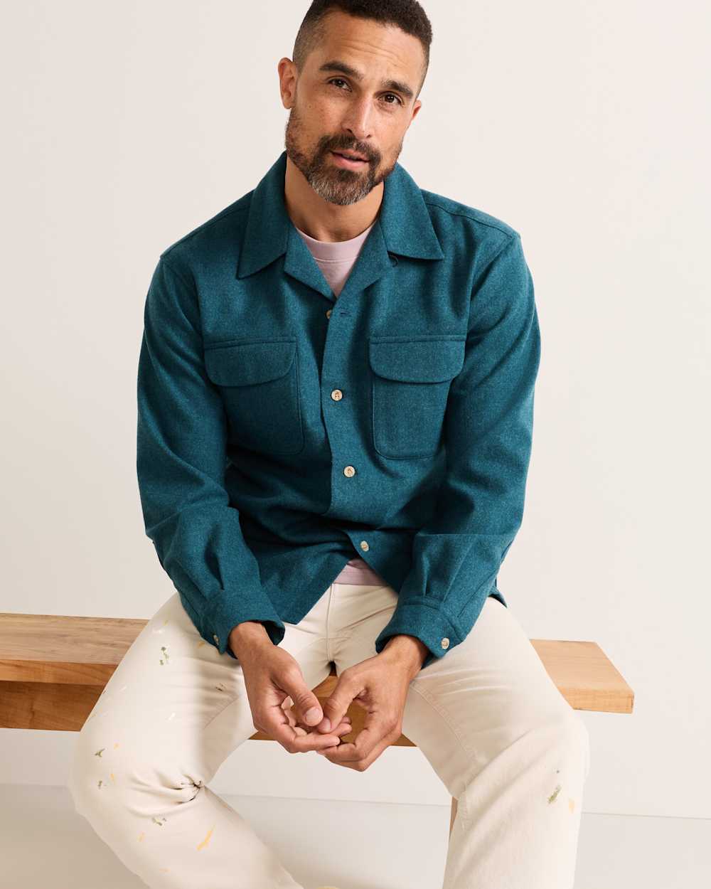 MEN'S BOARD SHIRT IN BLUE MIX SOLID image number 1