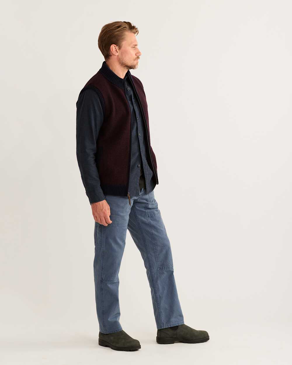 ALTERNATE VIEW OF MEN'S SHETLAND COLLECTION SWEATER VEST IN NAVY/BURGUNDY image number 2
