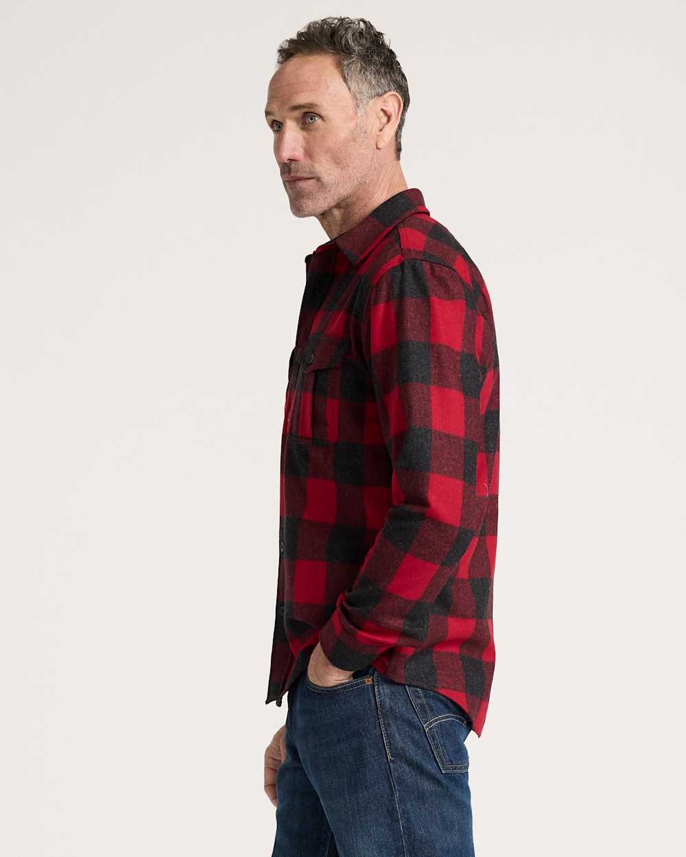 ALTERNATE VIEW OF MEN'S BUFFALO CHECK SCOUT SHIRT IN RED/OXFORD BUFFALO CHECK image number 3