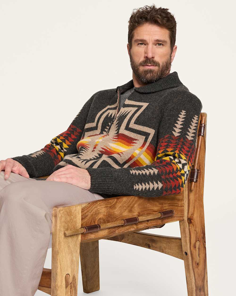 MEN'S HARDING LAMBSWOOL ZIP CARDIGAN IN OXFORD image number 1