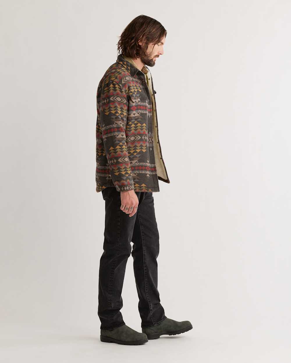 ALTERNATE VIEW OF MEN'S DOUBLESOFT SHERPA-LINED SHIRT JACKET IN GREY HIGHLAND PEAK image number 2