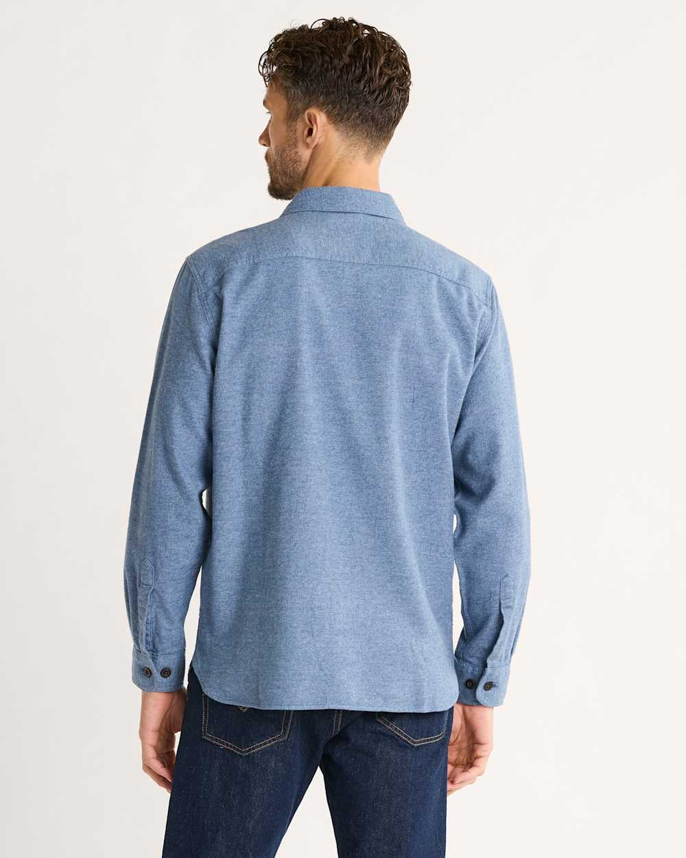 ALTERNATE VIEW OF MEN'S BURNSIDE DOUBLEBRUSHED FLANNEL SHIRT IN BLUE HEATHER image number 2