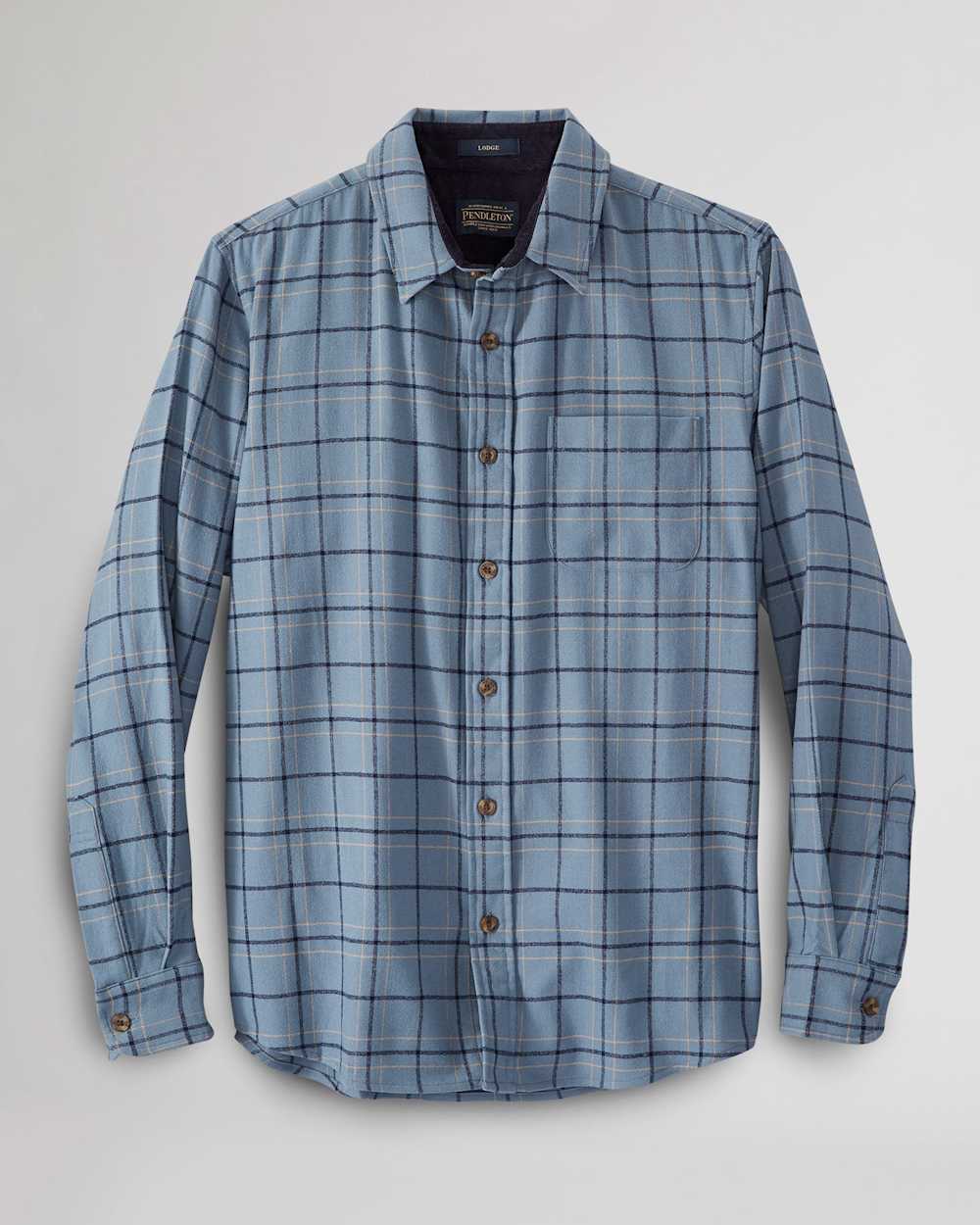 MEN'S MERINO LODGE SHIRT IN BLUE WINDOWPANE image number 1