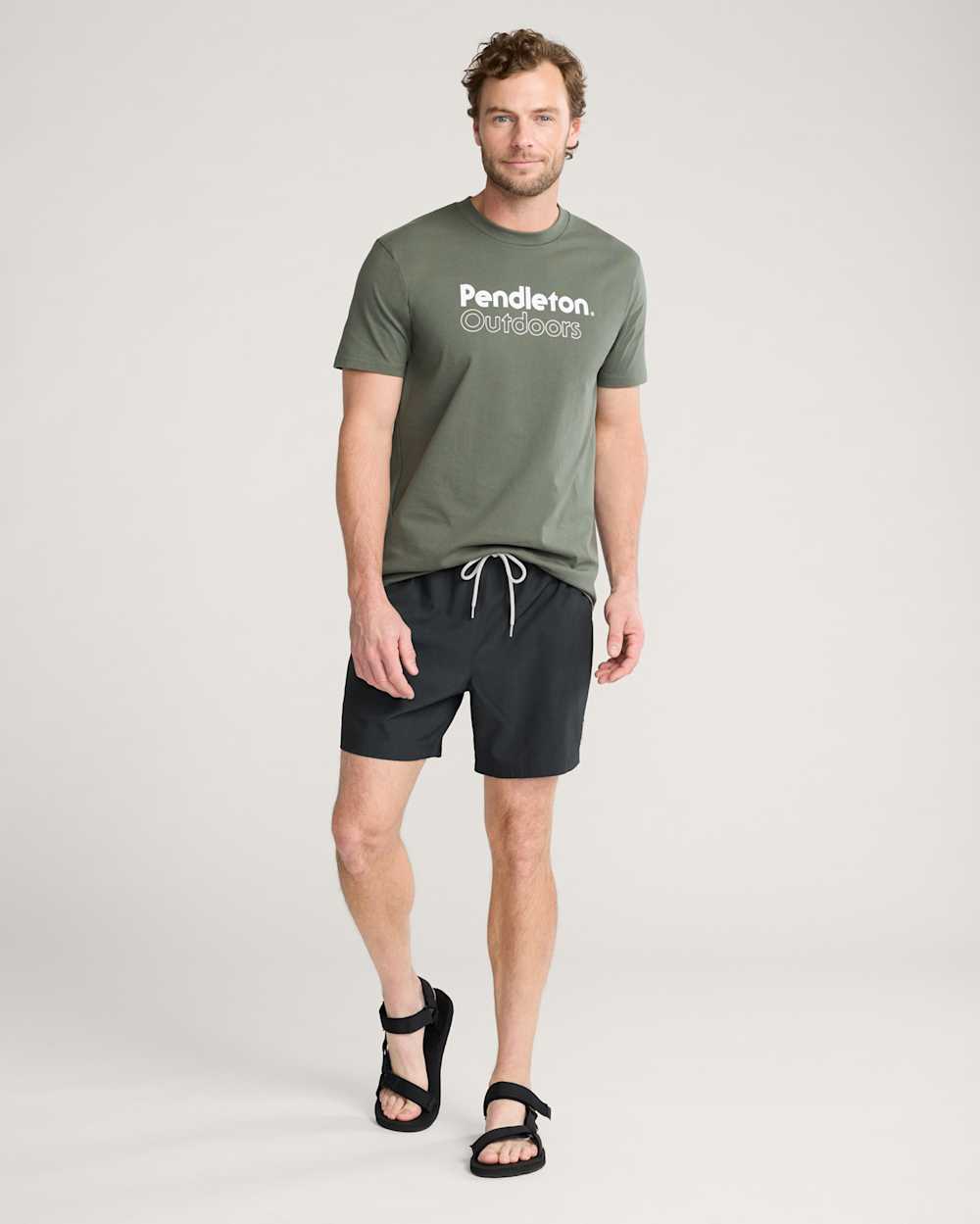 ALTERNATE VIEW OF BANDED CROWN HYDROMORPH SWIM TRUNKS IN BLACK image number 2