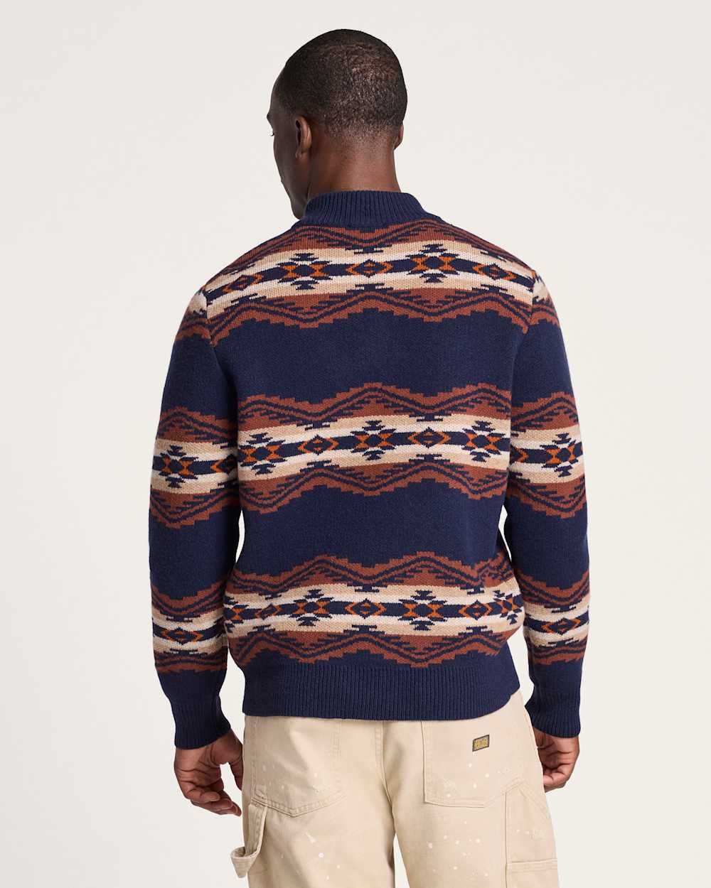 ALTERNATE VIEW OF MEN'S TUMALO RIDGE LAMBSWOOL QUARTER-ZIP SWEATER IN NAVY image number 2