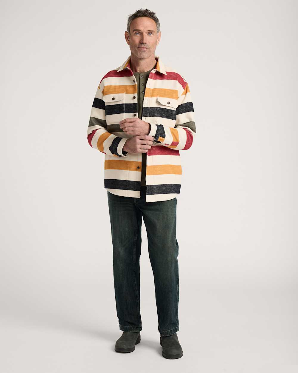 GLACIER COTTON CHAMOIS DRIFTWOOD SHIRT IN GLACIER STRIPE image number 1