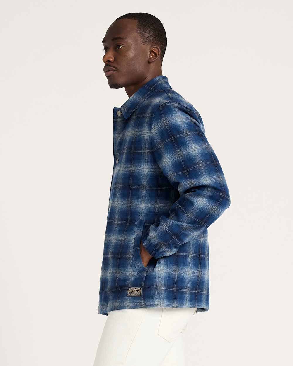 ALTERNATE VIEW OF MEN'S QUILTED WOOL COACHES JACKET IN NAVY OMBRE image number 3
