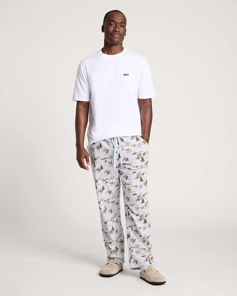 ALTERNATE VIEW OF MEN'S RANCH PRINT FLANNEL PAJAMA PANTS IN BLUE image number 6