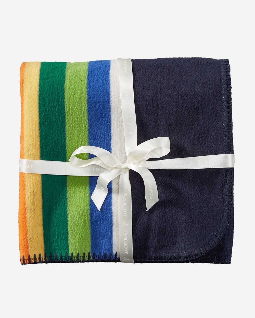 ALTERNATE VIEW OF CRATER LAKE ORGANIC COTTON BABY BLANKET IN NAVY image number 3