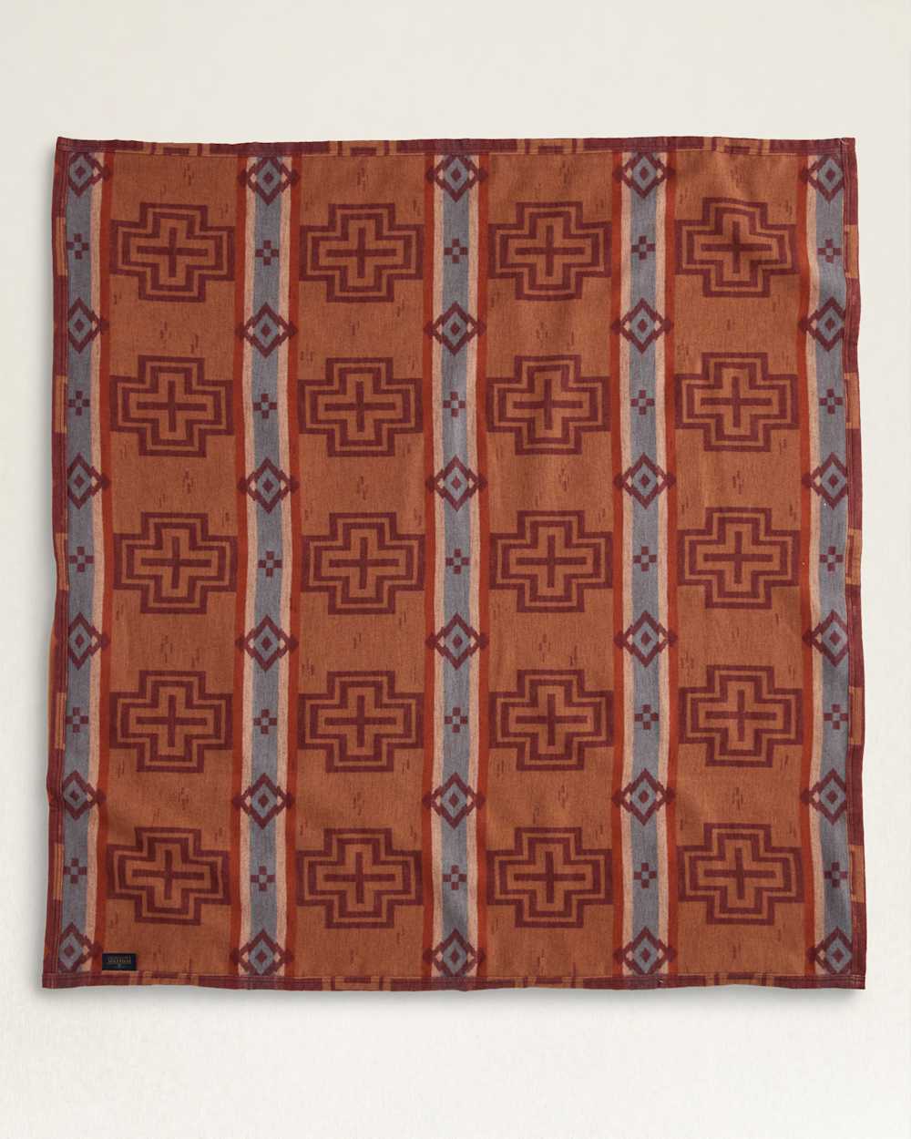 FOLDED BACK VIEW OF ONE COLORWAY OF SAN MARINO/STRIPE ORGANIC COTTON THROW GIFT PACK IN ANDORA/CASHEW image number 3