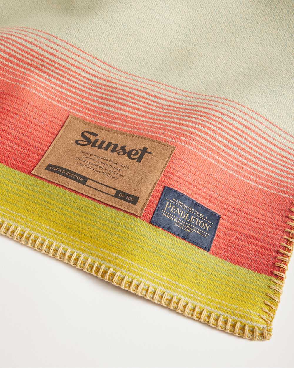 CLOSE UP VIEW OF LIMITED EDITION 1932 SUNSET MAGAZINE BLANKET IN MULTI image number 3