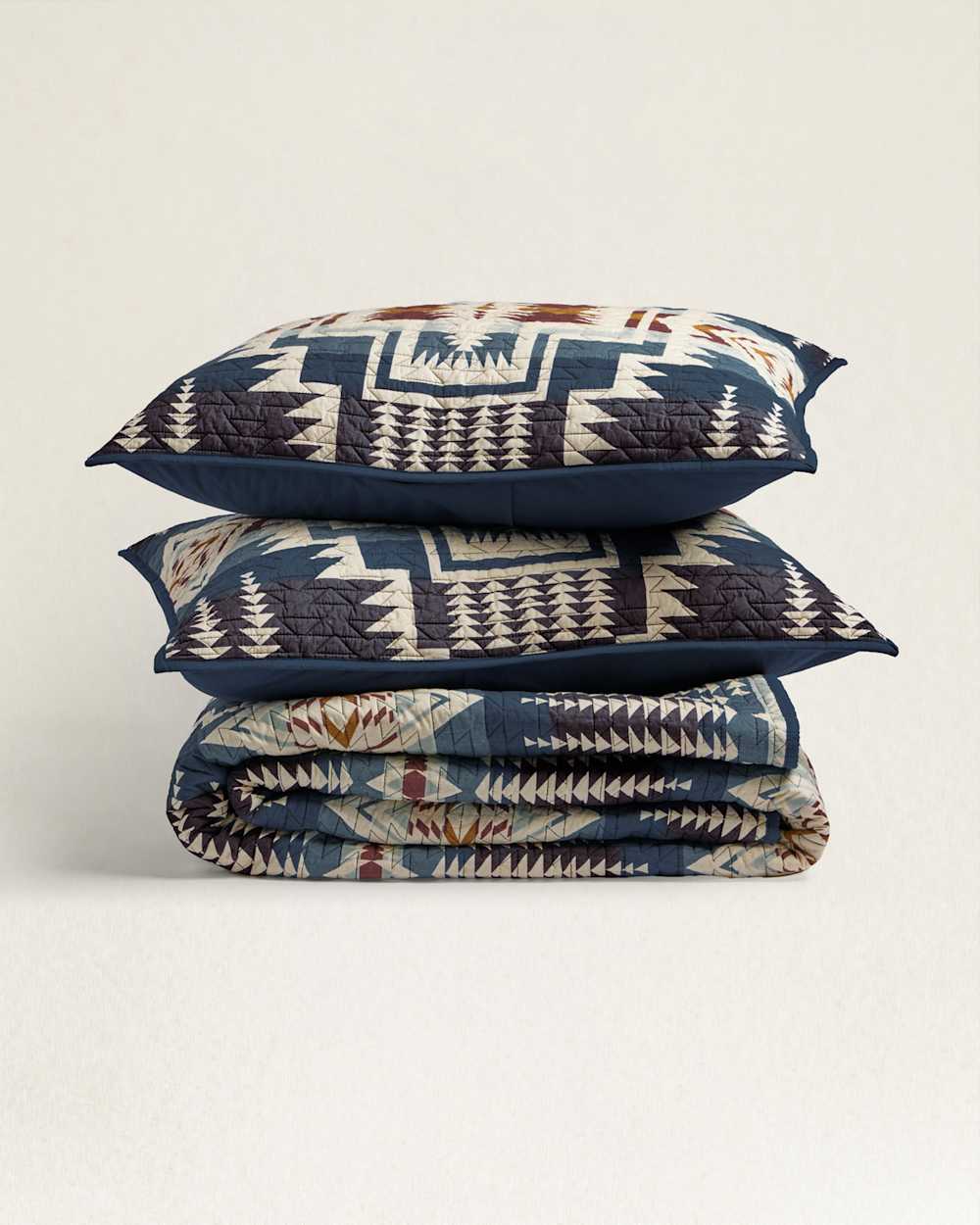 HARDING STAR PRINTED COVERLET SET IN TITAN BLUE image number 1