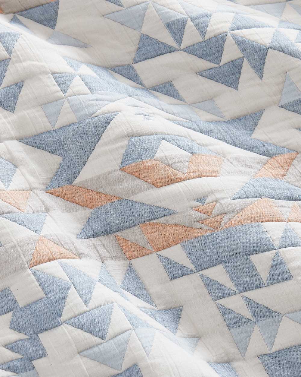 ALTERNATE VIEW OF BLUE RIDGE COVERLET SET IN BLUE/RUST image number 3