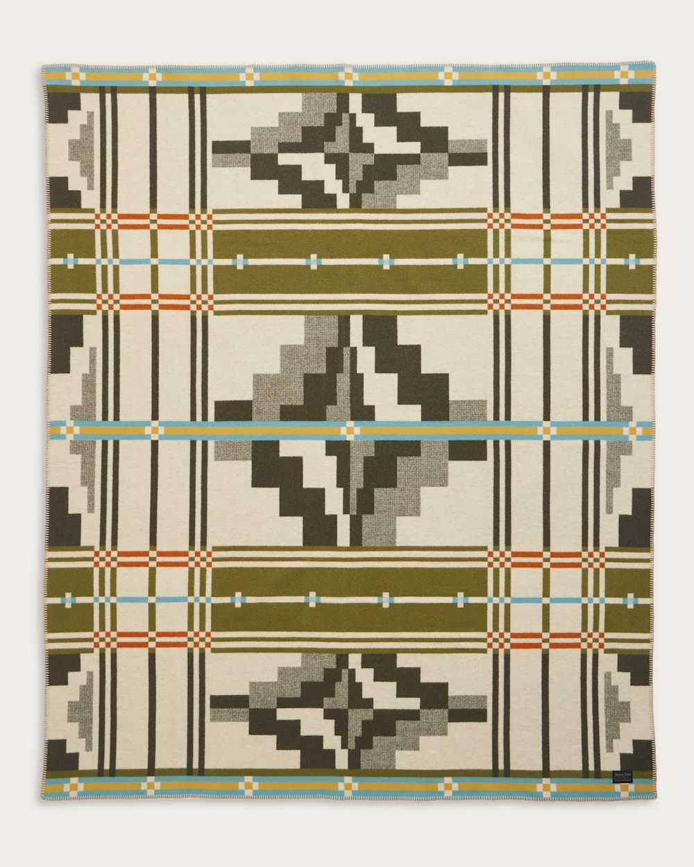 ALTERNATE VIEW OF SEVEN SPRINGS BLANKET IN IVORY/OLIVE MULTI image number 2