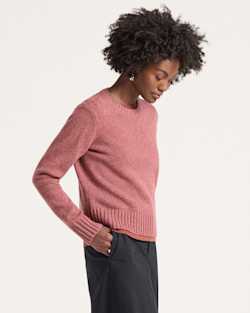 ALTERNATE VIEW OF WOMEN'S SHETLAND COLLECTION SWEATER IN DARK ROSE HEATHER image number 3