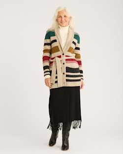 WOMEN'S CAMP STRIPE CARDIGAN IN IVORY STRIPE MULTI image number 1