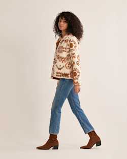ALTERNATE VIEW OF WOMEN'S HEATHER SNAP-FRONT FLEECE JACKET IN TOMATO HIGHLAND RIDGE image number 2