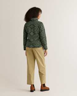 ALTERNATE VIEW OF WOMEN'S SNAP-FRONT FLEECE JACKET IN DARK GREEN SACRED STAR image number 3