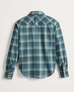 ALTERNATE VIEW OF WOMEN'S PLAID WOOL GAMBLER SHIRT IN BLUE CHECK OMBRE image number 2