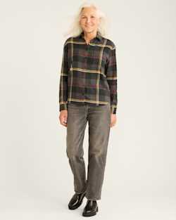 ALTERNATE VIEW OF WOMEN'S PLAID BOYFRIEND DOUBLEBRUSHED FLANNEL SHIRT IN BLACK MULTI image number 5
