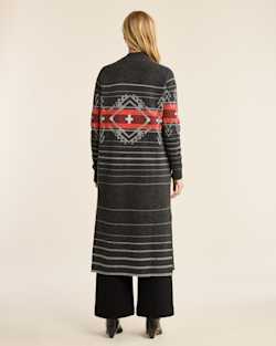 ALTERNATE VIEW OF WOMEN'S LAMBSWOOL DUSTER CARDIGAN IN BLACK HEATHER MULTI image number 3