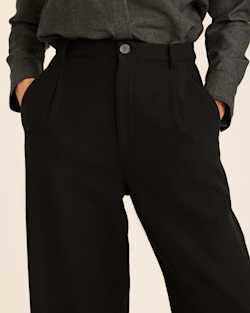 ALTERNATE VIEW OF WOMEN'S HERRINGBONE WOOL TROUSERS IN BLACK image number 6