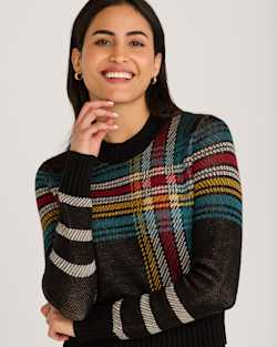 WOMEN'S PLAID MERINO SWEATER IN BLACK MULTI image number 1
