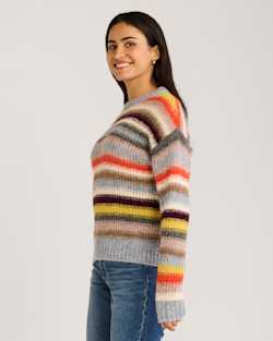 ALTERNATE VIEW OF WOMEN'S ALPACA STRIPED SWEATER IN DUSTY BLUE MULTI image number 2