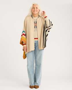 ALTERNATE VIEW OF WOMEN'S LAMBSWOOL BLANKET CAPE IN IRISH CREAM MULTI image number 5