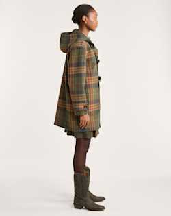 ALTERNATE VIEW OF WOMEN'S CAMP DUFFEL COAT IN NAVY/OLIVE CAMP PLAID image number 2