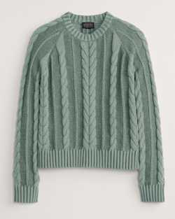 WOMEN'S COTTON CABLE SWEATER IN SAGE image number 1