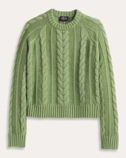 WOMEN'S COTTON CABLE SWEATER IN SPRUCE image number 1