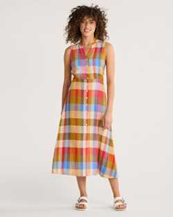 WOMEN'S LANA SLEEVELESS LINEN DRESS IN PLAID MULTI image number 1